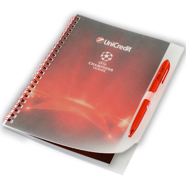 Wire-O Notebook  with ballpen. Plastic cover