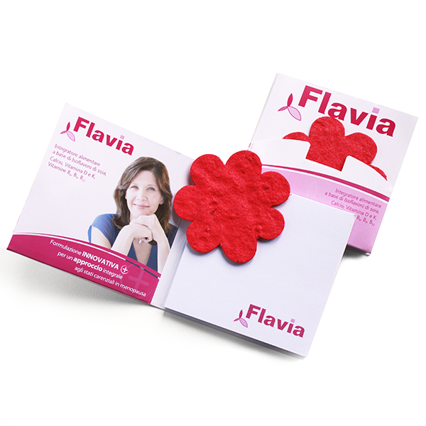 Paper with seeds with Flavia logo
