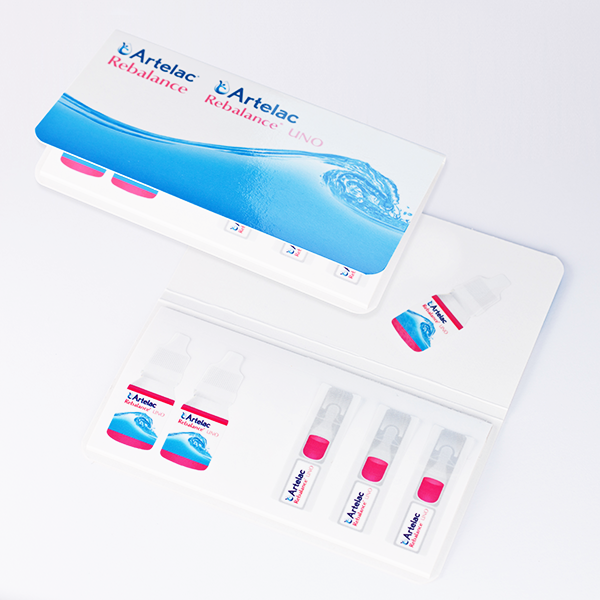 Tailor made shaped index flag with bespoke cover. Shape Eye drops dispenser