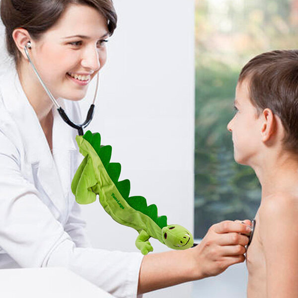 copri stetoscopio pediatrico a forma di animale - drago verde
