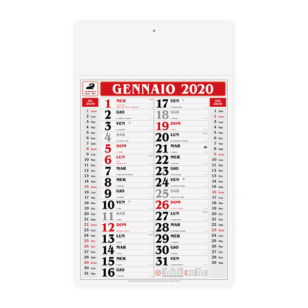 Calendario olandese classico con note e testata personalizzata 31X53,5