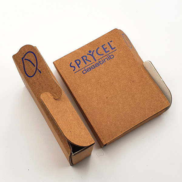 Memotack green paper with carboard cover. Eco-compatible advertising. Sprycel
