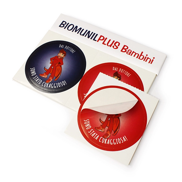 Stickers with header pierre fabre biomunil. bespoke paediatric gadget