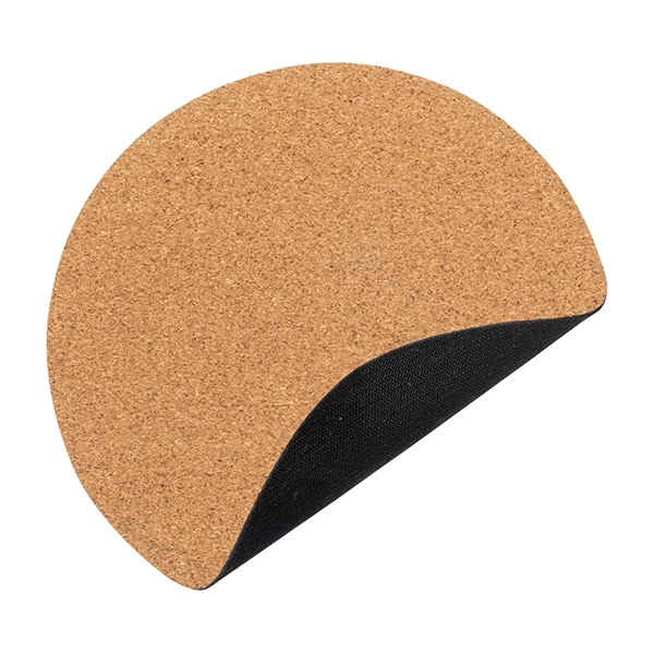 Ecological round cork mousepad. Back detail