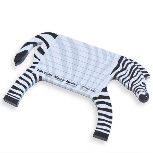 Block-notes sagomato zebra. Non adesivo
