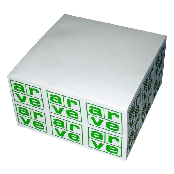 Post-it demi-cube maxi, demi-cube adhesif grand format personnalisé 10×10×5 cm: impression numérique HD, 4 images, Gagdet écologique, multimarque. Visuel ARVE