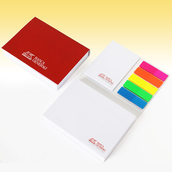 Promotional notepad with cover 102x75 mm with index bookmark flag
