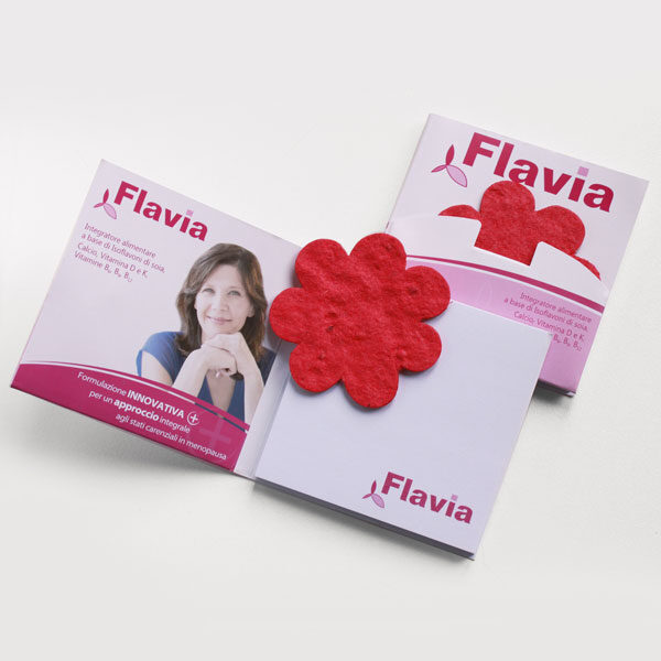 Paper with seeds with Flavia logo