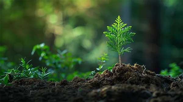 Une petite plante qui pousse dans le sol